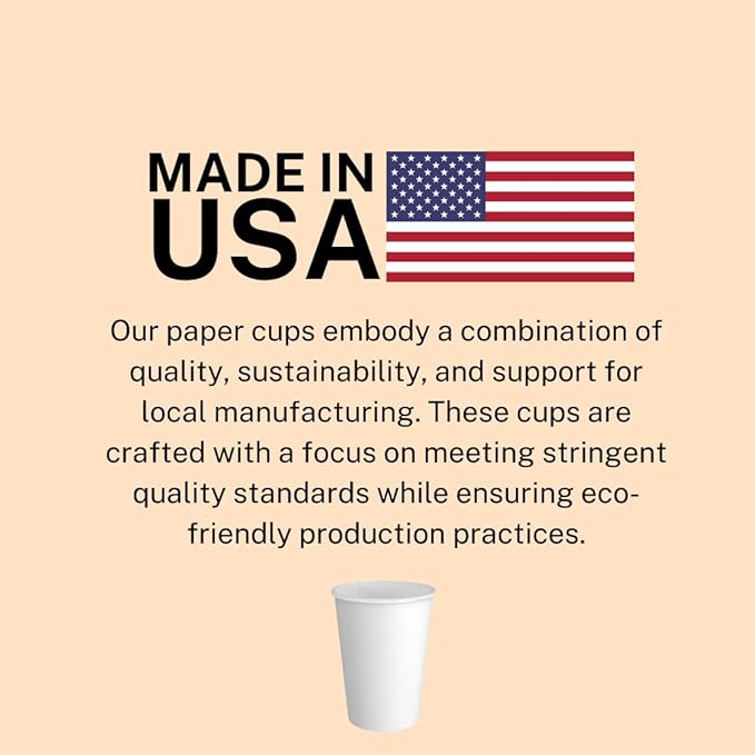 Paper Cups 16 oz 200 Pack for Coffee & Tea Made in USA | Bulk 200 Count for Home, Office, Restaurants & Parties | Recyclable Disposable 16 Ounce To-Go Cups for Hot Drinks