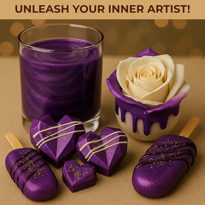 Bulk (20g) Purple Luster Dust Edible Glitter for Cocktails | Premium Edible Purple Luster Dust for Cake Decorations - Edible Glitter for Drinks Cupcakes Cookies Cakes Food Paint