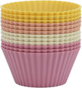 Silicone Baking Muffin Cups 12 Pack, Reusable Cupcake Liners Cake Molds, BPA Free, Dishwasher Safe (Orange Series, Standard)