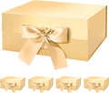 HAPPY POTATO 5 Christmas Gift Boxes with Ribbon 9x6.5x3.8 Inches, Gold Gift Boxes with Lids, Collapsible Boxes, Magnetic Closure Boxes for all occasion (Glossy Gold, Pack of 5)