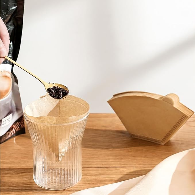 Cone Coffee Filters, 200pcs Unbleached Brown Paper, 2-6 Cup, Compatible with Hario V60 02, CHEMEX 3-cup Coffee Maker