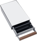 Normcore Espresso Knocker Drawer, Coffee Knock Box with Shock Absorbing Removable Knock Bar and Non-Slip Base, Mirror Finish, 304 Stainless Steel With Walnut Wood Hand, Size: S