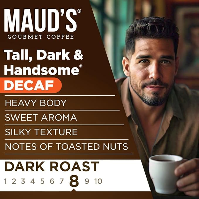 Maud's Decaf Dark Roast Coffee Pods, 50ct, Decaffeinated Coffee in Recyclable Single Serve Pods – 100% Arabica Coffee, Compatible with Keurig K Cups Maker