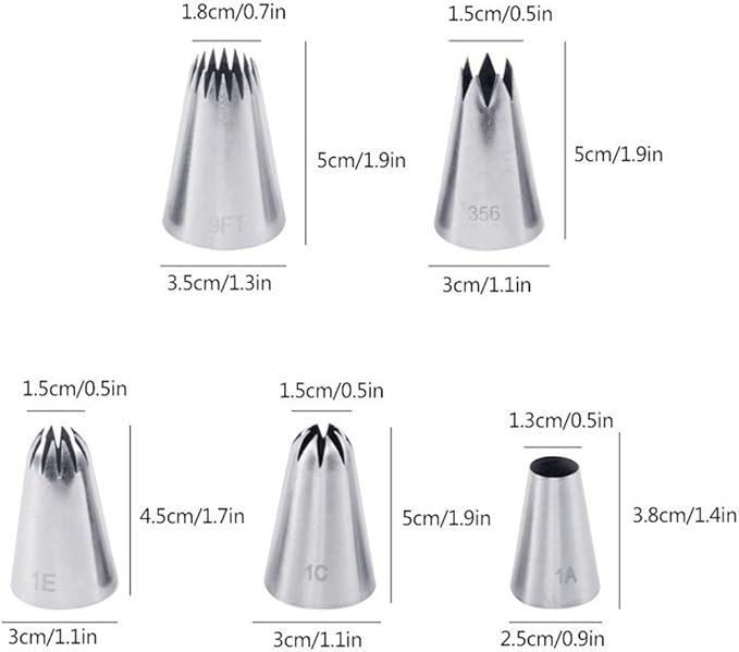 5 piece Stainless Steel Rose Flower Piping Tips Piping Nozzles Cake Decorating Supplies Cookies Cupcake Icing Decorating Supplies Decorating Kits Frosting Icing Tips Baking Set Tools #2