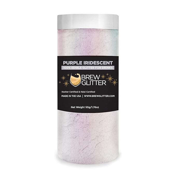 Brew Glitter - Purple Iridescent (50g 1x Jar) | Edible Glitter for Cocktails, Mocktails and Beverages