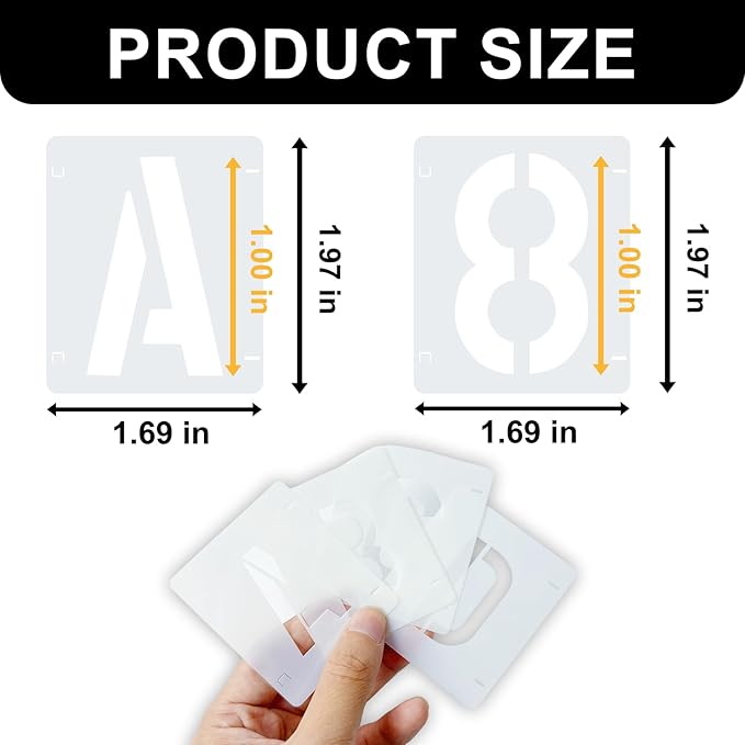 2 Pack - 1 Inch Letter Stencils Set, 72 Reusable Stencils for Painting On Wood, Metal, Walls, Fabric, Rocks with Interlocking, Perfect for Banners, Sign Making & DIY Art (1 inch)