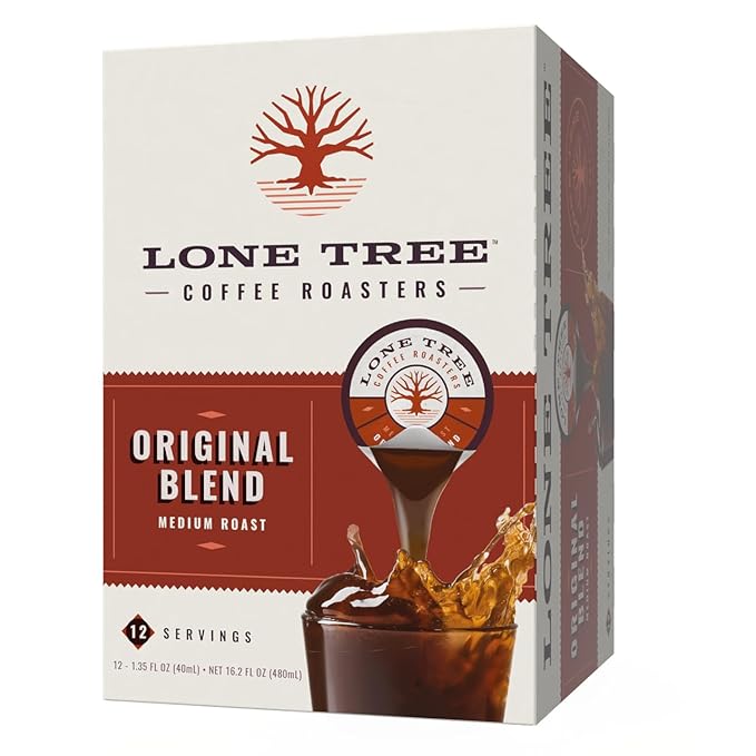 Lone Tree Single-Serve Coffee Pods – Premium 100% Arabica Liquid Concentrate – Smooth & Bold Medium Original Roast – 12 Pods – Ready Hot or Iced