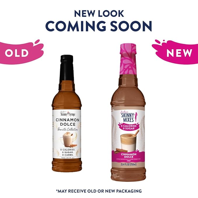 Jordan's Skinny Syrups Sugar Free Coffee Syrup, Cinnamon Dolce Flavor Drink Mix, Zero Calorie Flavoring for Chai Latte, Protein Shake, Food and More, Gluten Free, Keto Friendly, 25.4 Fl Oz, 1 Pack