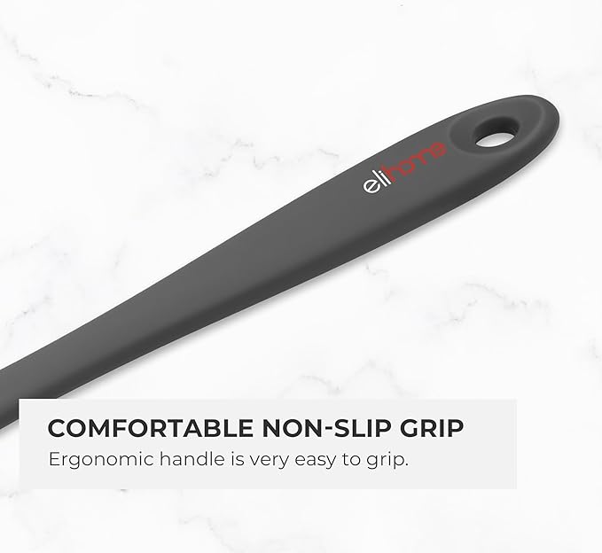 Elihome Mini Silicone Spoonula - Non-Stick Heat Resistant Silicone Scraper Spatula for Mixing, Serving, Scraping, Stirring, and More, 8.75 Inch, Dark Grey