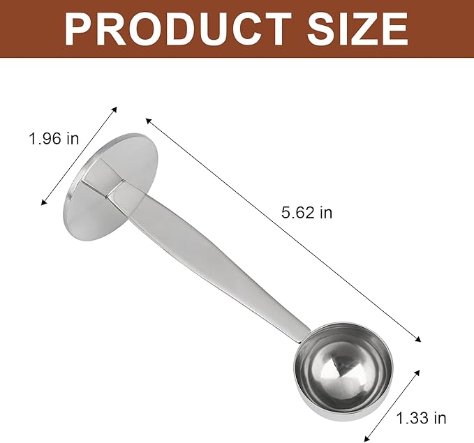 DFD 2-Inch-1 Coffee Scoops, 304 Stainless Steel Tablespoon Measure Spoon with Pressed Bottom for Coffee Bean Press Coffee Grinding Pressing（Silver15 ml）