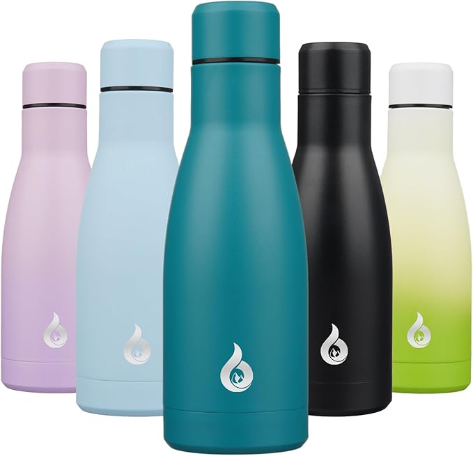 BJPKPK Insulated Water Bottle 12oz Small Stainless Steel Water Bottles Reusable Metal Thermos Keep Cold and Hot,Laguna