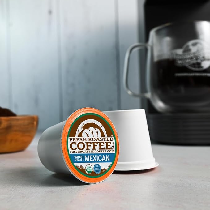 Fresh Roasted Coffee, Organic Water-Processed Decaf Variety Pack | USDA Organic, Kosher | K-Cup Compatible, 96 Pods