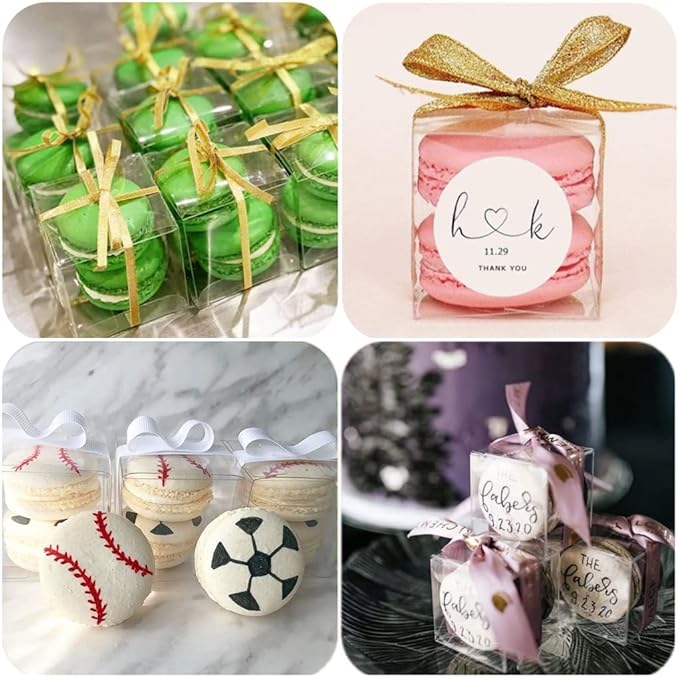 JOERSH 2x2x2 Inches Clear Boxes for Favors with Gift Ribbons, 60 PCS Mini Transparent Cube Wedding Baby Shower Birthday Party Favor Boxes, Small Gifts Display Individual Macaron Box