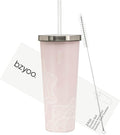 bzyoo SUP Double Wall Vacuum Insulated Tumbler with Straw and Lid Stainless Steel Water Bottle Cold Drink Travel Mug Cup, Valentines Gifts For Him & Her (710ml) Color: Mandala Pink