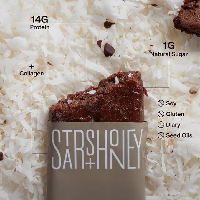 Stars + Honey Protein Bars- Dark Chocolate Coconut,14g Protein, 1g Sugar, w/Collagen Keto Friendly Snack - Gluten, Dairy, & Soy Free - High-Protein Snacks for Energy & Recovery-10 pack