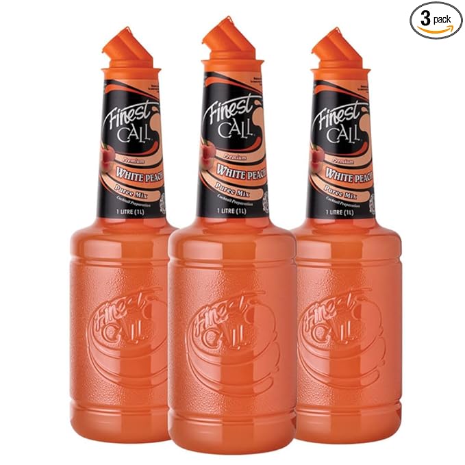 Finest Call Premium White Peach Fruit Puree, 1 Liter Bottle (33.8 Fl Oz), Pack of 3