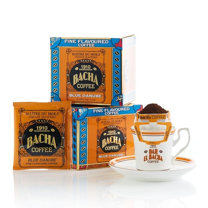 Bacha Coffee | Blue Danube Fine Flavoured, Medium Roast, 100% Arabica Specialty Coffee, 12 Coffee Drip Bags, Gift Box