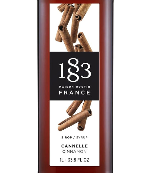 1883 Cinnamon Syrup for Drinks – Premium French Flavoring Syrup, Made in France, 1 Liter Plastic Bottle – Perfect for Coffee, Lattes, Cocktails, and Desserts
