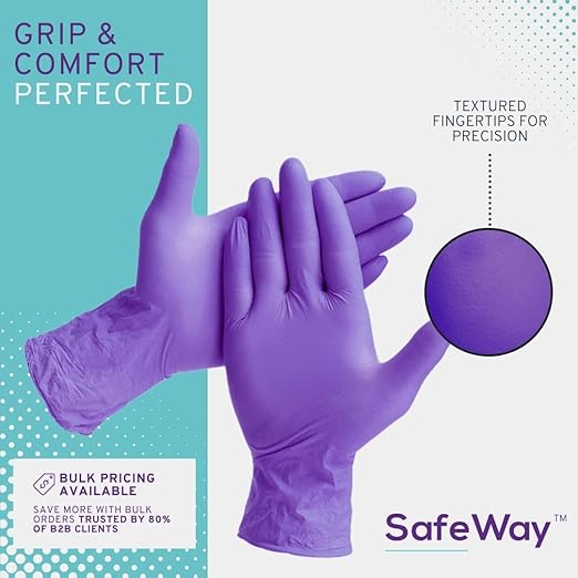 SafeWay Nitrile Gloves, 4000 Ct, X-Large, Powder-Free, Latex-Free, All-Purpose, Professional Disposable Gloves with Textured Fingertips for Medical Use, Food Prep, Cleaning, Tattoo & More