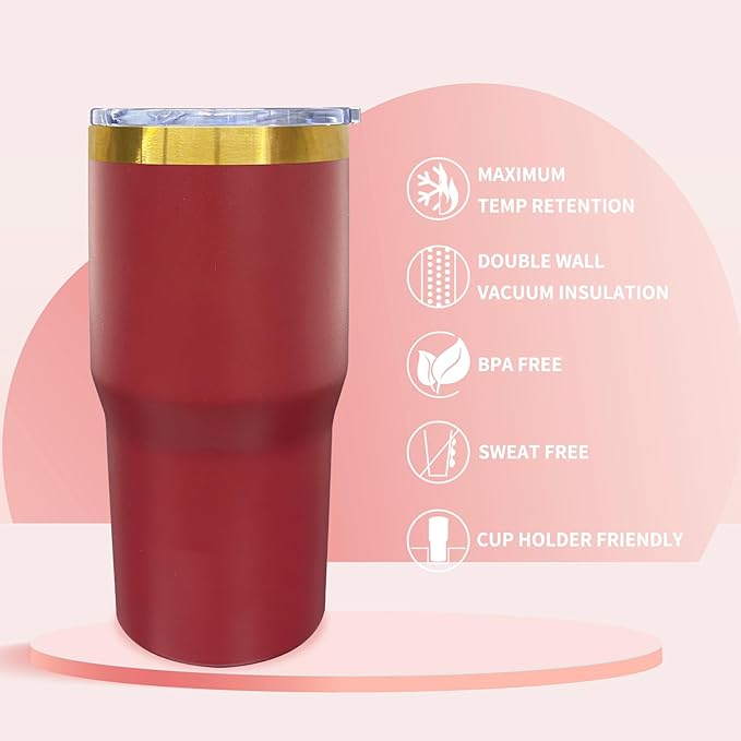 20 oz Tumbler Stainless Steel Tumbler with Lid and Straw, Double Wall Vacuum Insulated Travel Coffee Mug for Laser Engrave, Powder Coated Cups for Hot and Cold Drinks (Red,1 pack)