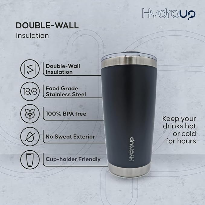 20 oz Tumbler Cup | Stainless Steel Insulated Coffee Mug with Lid | Coffee Travel Mug & Iced Coffee Cup | Leakproof Coffee Tumbler | BPA-Free Insulated Tumblers (Navy)