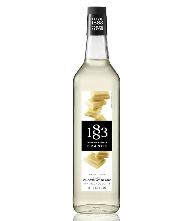 1883 White Chocolate Syrup for Drinks, Made in France, 1 Liter Glass Bottle