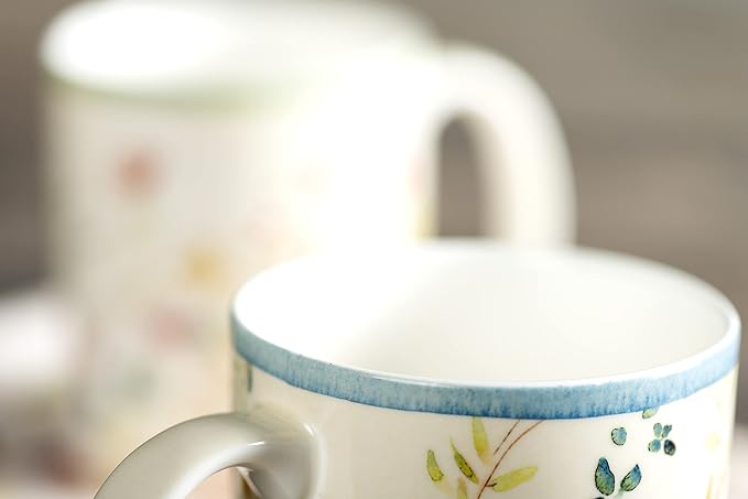Maison d' Hermine Coffee Mug with Handles Fine Bone China Mugs Pack of One Tea Cups for Hot Beverages Cappuccino Latte Home Restaurant Office Perfect for Gift (Colmar - Blue, 12 Ounce)