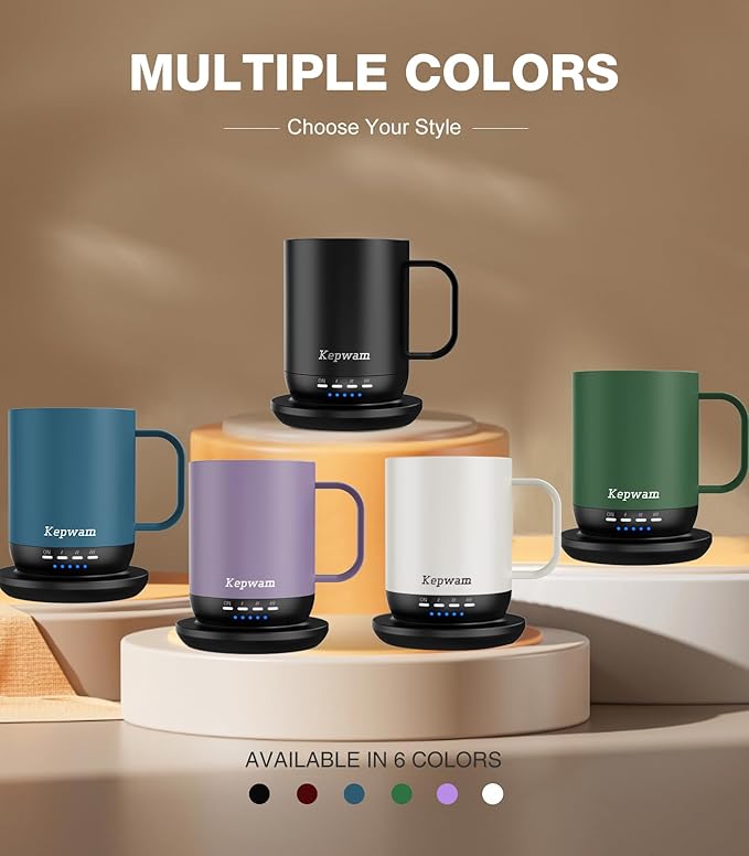 Heated Coffee Mug T1-14oz Fast Heating & Longer Battery Life Self Heating Coffee Mug Hot to 149℉ - Touch & App Controlled Mug Coffee and Hot Beverage Warmer, Gifts for Women and Men