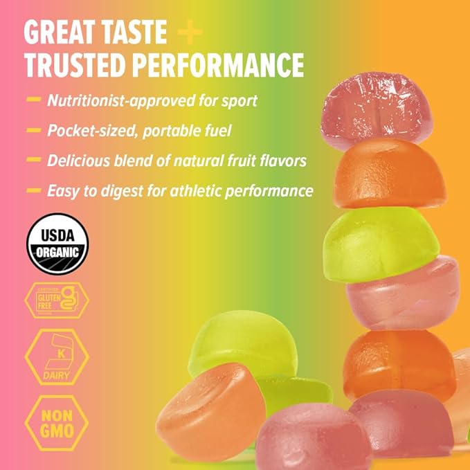 Honey Stinger Organic Citrus Splash Energy Chews, Gluten Free & Caffeine Free, for Exercise, Running and Performance, Sports Nutrition for Home & Gym, Pre and Mid Workout, 12 Pack, 21.6 Ounce
