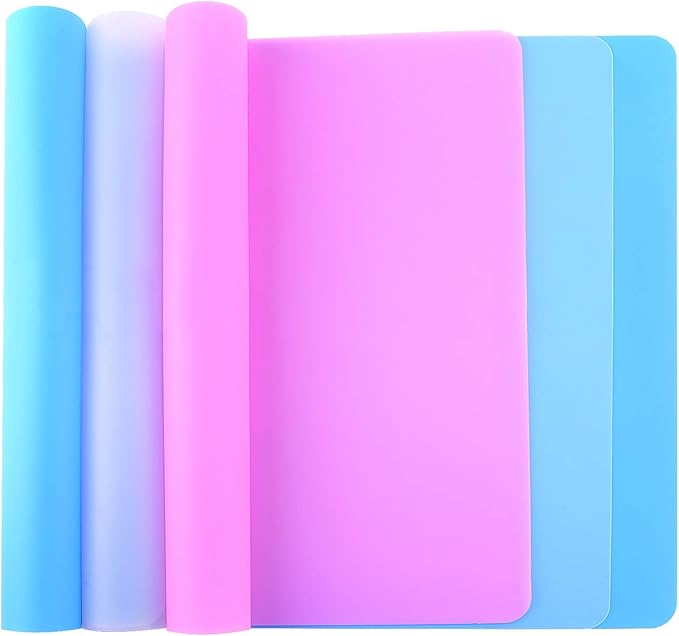 FEPITO 3PCS A3 Extra Large Silicone Sheet for Crafts Jewelry Casting Molds, Multipurpose Silicone Mat, Reusable, Heat Resistant, Food Grade Placemat