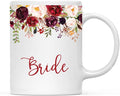Andaz Press 11oz. Wedding Ceramic Coffee Tea Mug Gift, Fall Autumn Marsala Burgundy Flowers Roses Florals, Bride, 1-Pack, Includes Gift Box