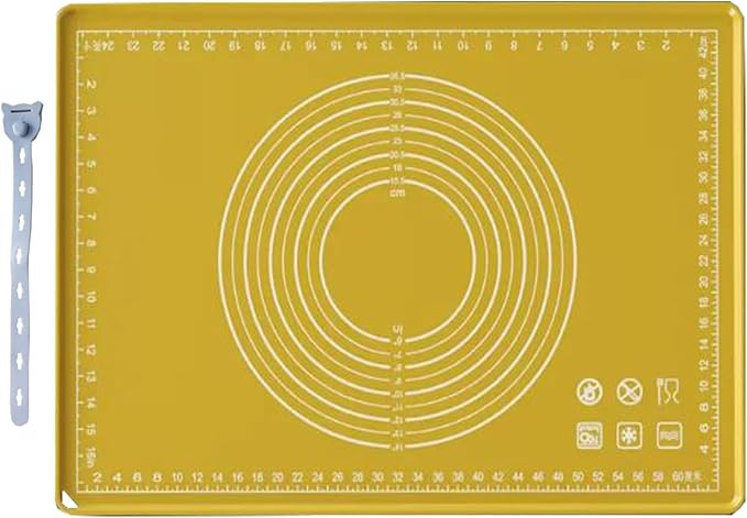 Silicone Pastry Mat 24"*16" Extra Thick Non Stick Baking Mat with Measurement Food Grade Silicone Rolling Dough Mat, Fondant, Pie Crust Mat, Kitchen Mat with Hang Holes, Raised Edge