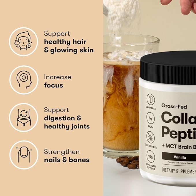Perfect Keto Collagen Peptides Protein Powder with MCT Oil, Hydrolyzed Collagen, Type I & III Supplement, Gluten Free Grass Fed, Low Carb, Keto Coffee Creamer, Collagen for Women & Men, Strawberry