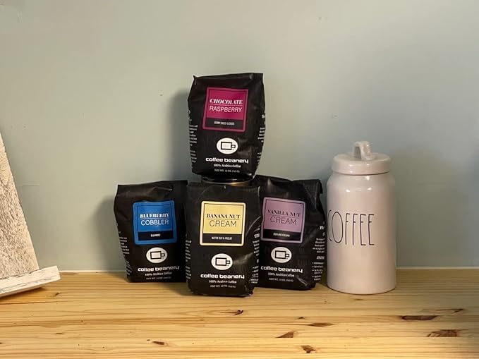 Coffee Beanery Vanilla Macadamia Nut Flavored Coffee SWP Decaf, 1-1.75oz Try Me Size Coffee Sampler, Light-Medium Roast