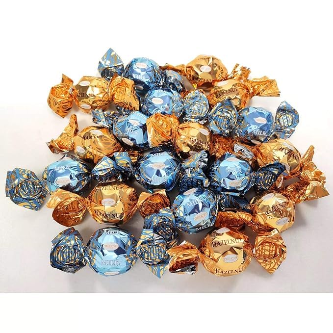 Premium Fine Italian Chocolate Truffles Gift Tins, 2 pk. Assorted truffle flavors: Milk, Dark, Hazelnut, and Caramel With Creamy Filling Gift for Christmas. Made In Italy