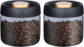 LOEZ Coffee Bean Storage Container Airtight, Lid Sealed with Press-Down Vacuum, Borosilicate Glass Coffee Canister for Ground Coffee, Tea, Beans, Spices (2 x Small - Gray)