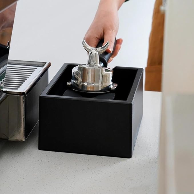 watchget Espresso Knock Box, Coffee Ground Knock Box, Dual Function Storage and Tamping Tool with Non-Slip Base, Made of Durable ABS Plastic, Perfect for Baristas and Coffee Enthusiasts, Black