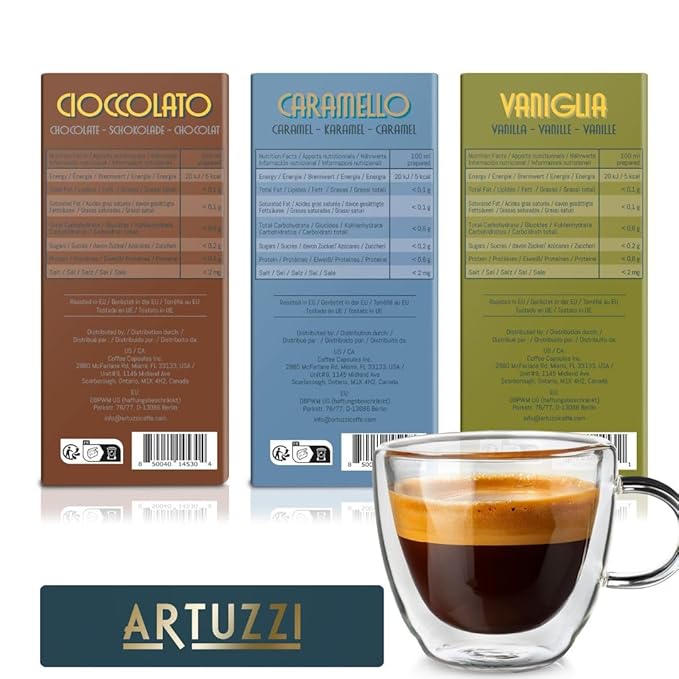 Artuzzi 120ct Espresso Pods For Nespresso Compatible Capsules Original Machines | Italian Coffee Variety - Ristretto Lungo Espresso Caramel Vanilla Chocolate | Aluminum & Recyclable