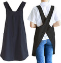 NEWGEM Japanese Linen Cross Back Cooking Aprons for Women Men with Pockets Cute for Baking Kitchen