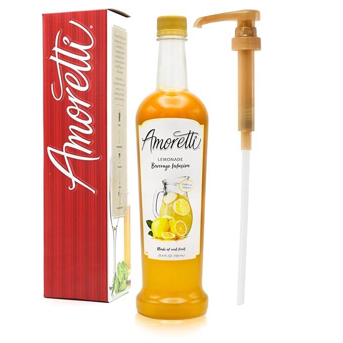 Amoretti - Lemonade Beverage Infusion - Drink Mix & Water Enhancer with Pump for Flavoring Cocktails, Waters, Teas, and other Beverages, Preservative Free