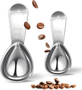 Coffee Scoop for Ground Coffee Set, 1 Tablespoon & 2 Tablespoon Measuring Scoop, Short Handle Heavy-Duty 304 Stainless Steel, Fits Canisters for Coffee bean, Espresso & Protein Powder
