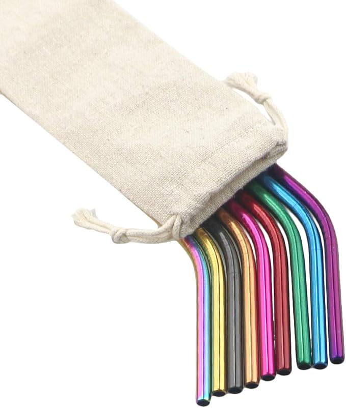 Gugrida Metal Straws Stainless Steel Straws 8.5" Drinking Straws Reusable 4 Set - Ultra Long Muti Color-Cleaning Brush for 20/30 Oz for Trail Tumblers Yeti RTIC SIC Ozark (2 Straight|1 Bent|1 Brush）