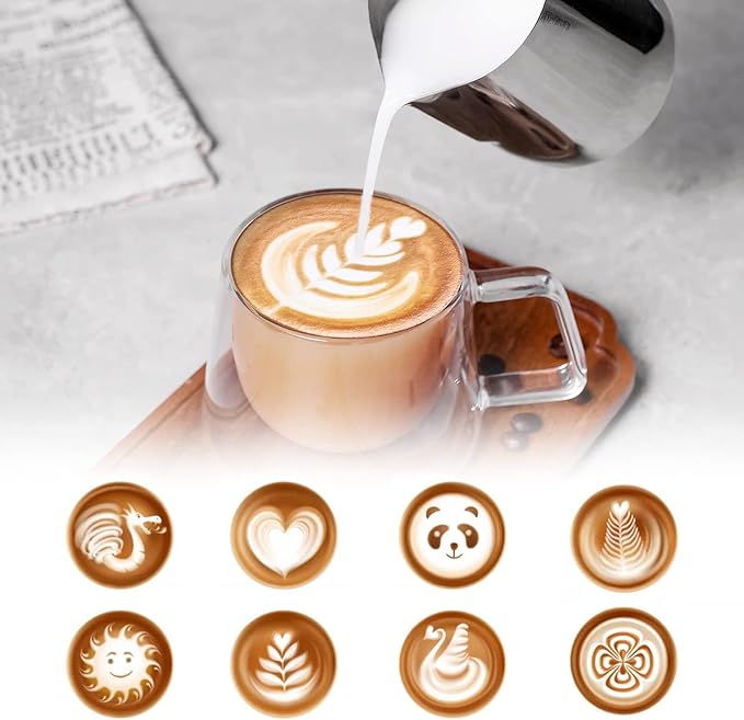 Milk Frother Pitcher 20 OZ，Espresso Milk Frothing Pitcher, Milk Steamer Cup Steaming Pitcher, Stainless Steel Coffee Froth Cup with Latte Art Pen for Coffee Cappuccino (Silver)
