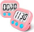 2 Pack Kitchen Timers Loud Ring Digital Timers for Cooking Magnetic Pink