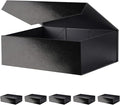 Large Black Collapsible Gift Boxes with Magnetic Closure Lids 13.5x9x4.1 Inches, Groomsmen Proposal Boxes, Rectangle Present Boxes (Glossy Black, 6 Pack)