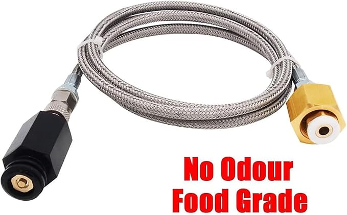 Upgrade Soda Machine Co2 Adapter Hose with High Pressure 60in Stainless Steel Hose,CGA320 to TR21-4 Carbonated Water Soda Maker Co2 Fill Kit Compatible with OneTouch/Jet/Aqua Fizz Soda Maker