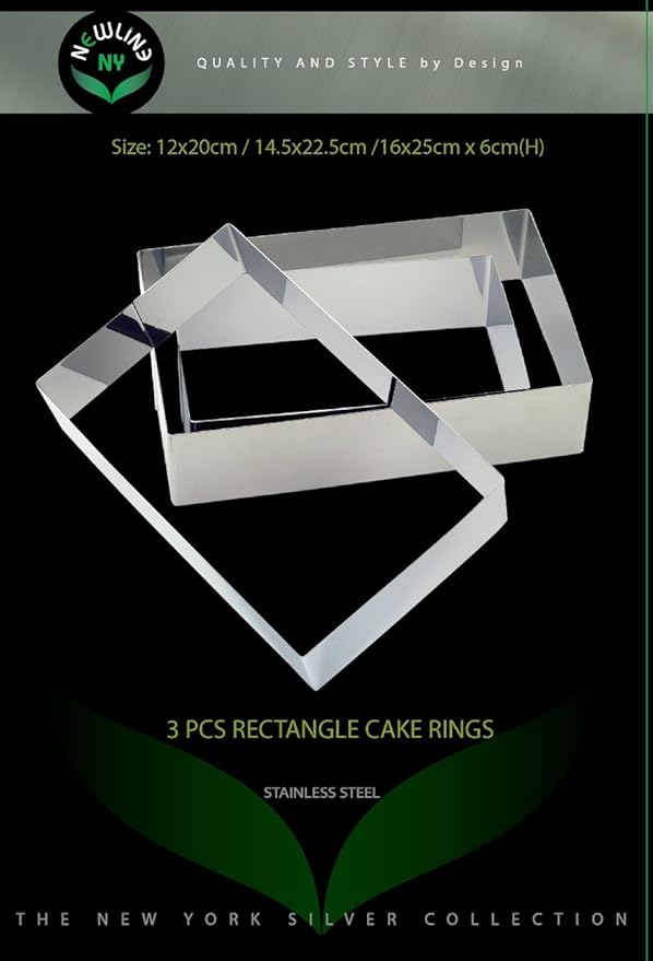 NewlineNY Stainless Steel Cake Mousse Ring Molding Forming (Rectangular Cake Pastry Rings)