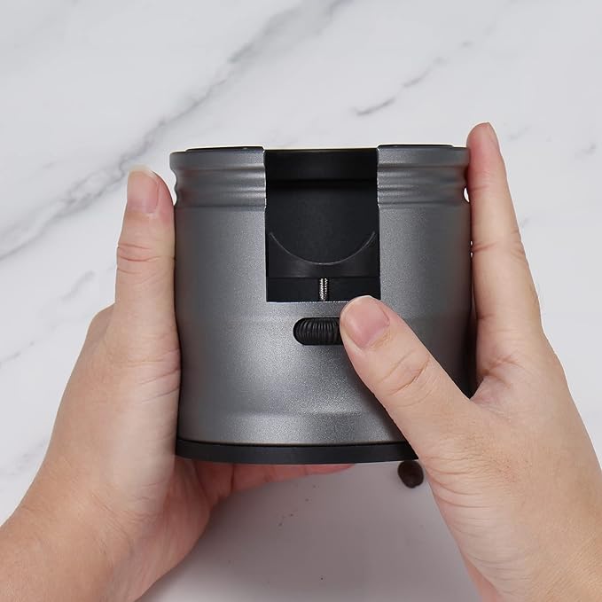 Espresso Tamping Station, Coffee Portafilter Holder, Aluminum Alloy Stand Fit for Most 51mm, 53mm, 54mm and 58mm Portafilter (Round, Grey)