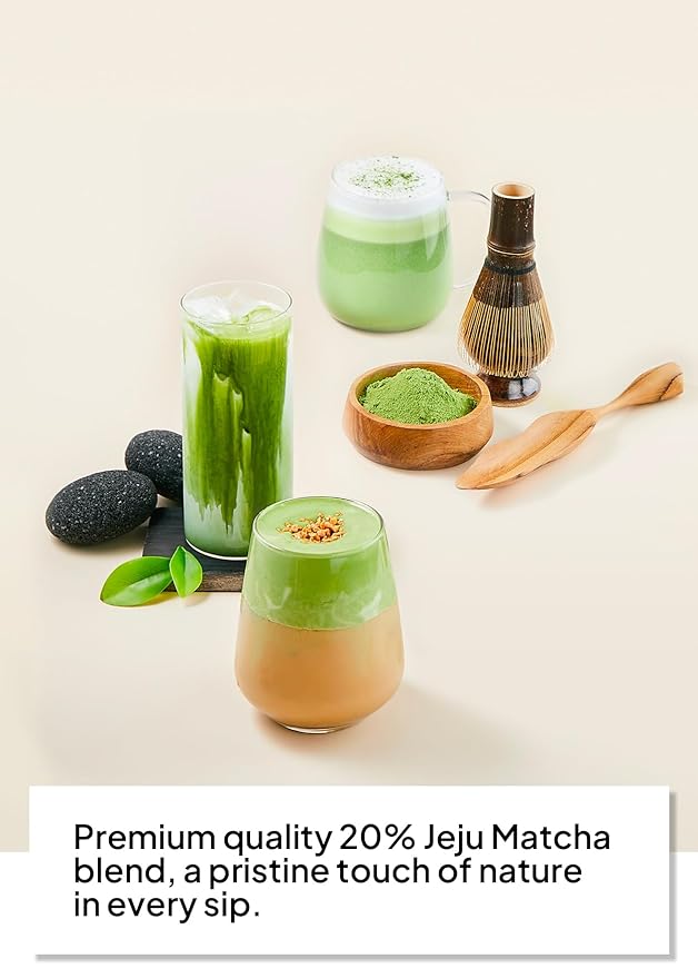 Korean Food Jeju 20 Matcha Powder (1pack, 3.5oz), Jeju Sweet Green tea Latte Mix Powder, Cafe Style Instant Drink, Resealable Bag