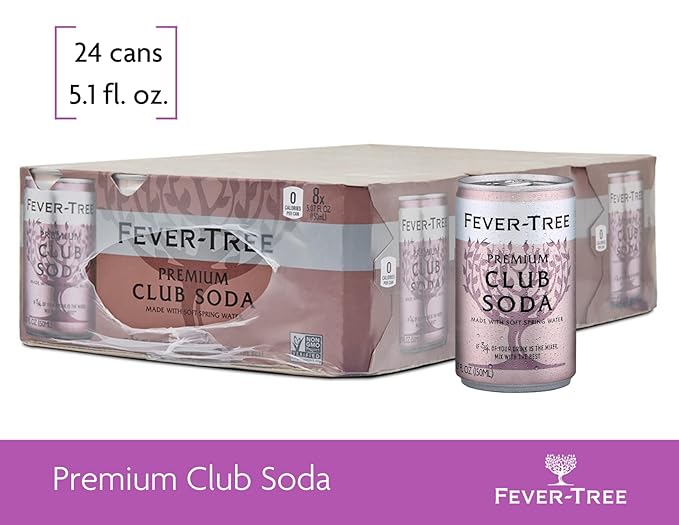 Fever-Tree Premium Club Soda Cans, 24pk/5.07 Fl Oz, No Artificial Sweeteners, Flavorings or Preservatives (Pack of 3)